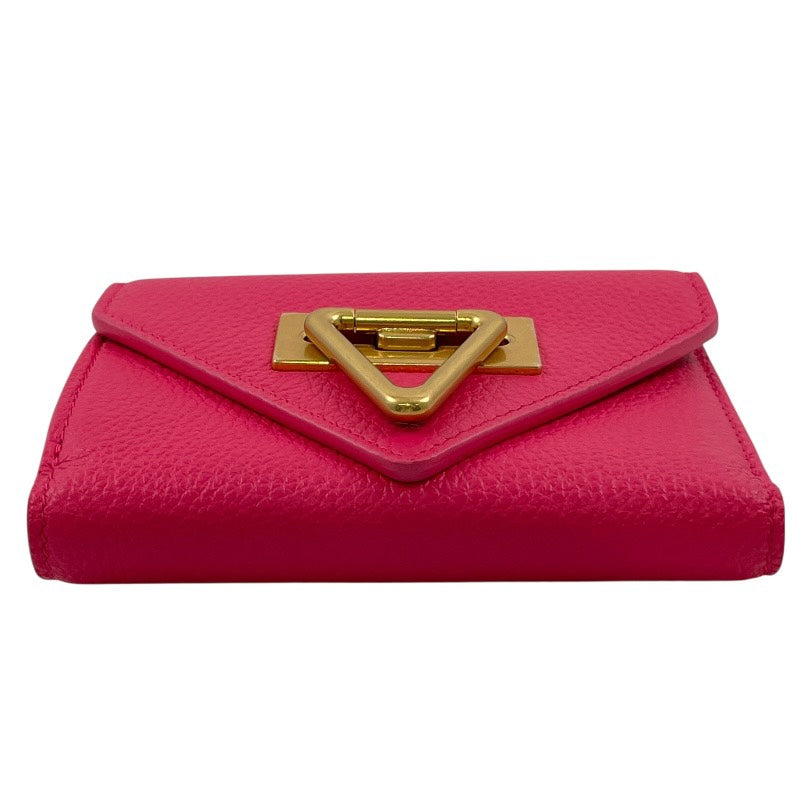 【BOTTEGAVENETA】ボッテガヴェネタ サンジェルマン ミニウォレット 666949V12M1 三つ折り財布 レザー レディース ピンク トライアングル