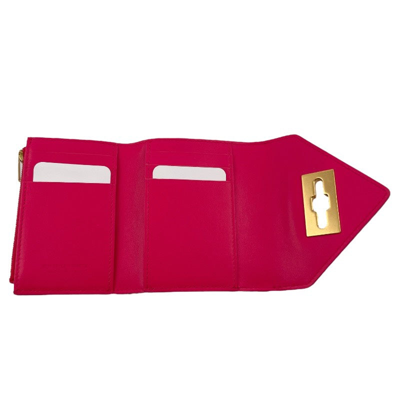 【BOTTEGAVENETA】ボッテガヴェネタ サンジェルマン ミニウォレット 666949V12M1 三つ折り財布 レザー レディース ピンク トライアングル