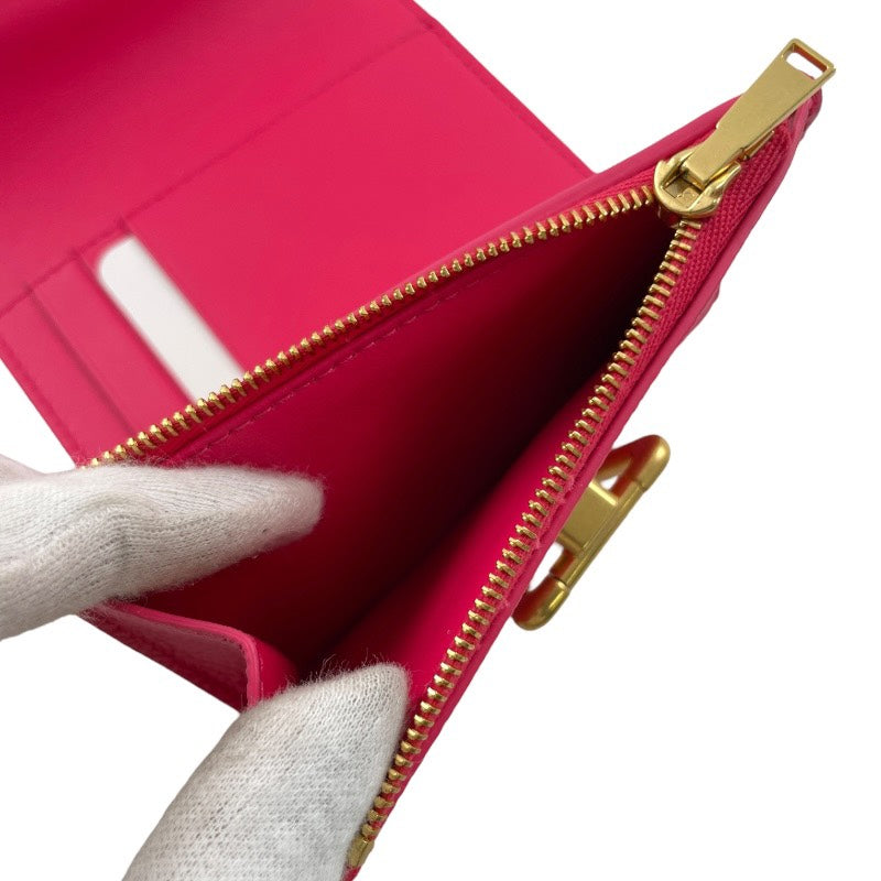 【BOTTEGAVENETA】ボッテガヴェネタ サンジェルマン ミニウォレット 666949V12M1 三つ折り財布 レザー レディース ピンク トライアングル