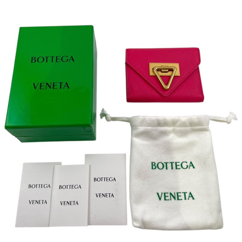 【BOTTEGAVENETA】ボッテガヴェネタ サンジェルマン ミニウォレット 666949V12M1 三つ折り財布 レザー レディース ピンク トライアングル