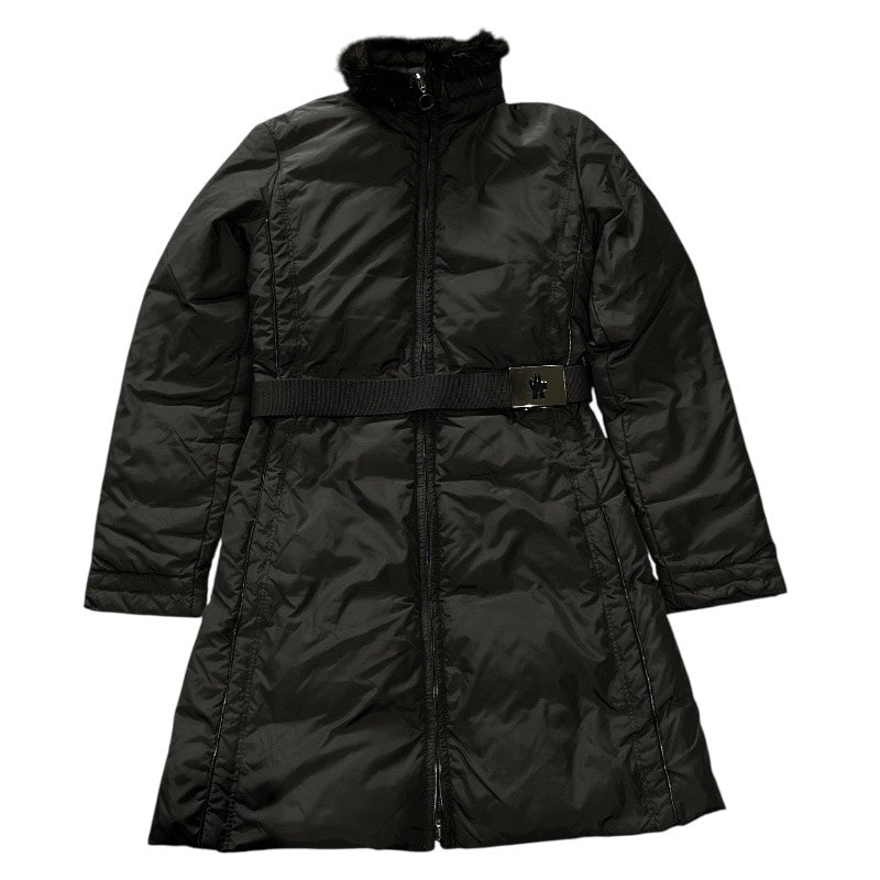 【MONCLER】モンクレール VERONIQUE ヴェロニク 68352 ダウンジャケット ナイロン レディース ダウンコート 黒 ブラック サイズ00 正規タグ ベルト付