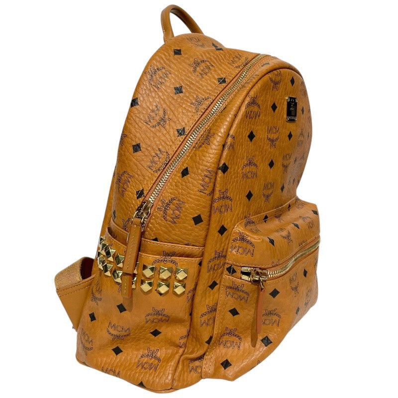 【MCM】エム・シー・エム スターク サイドスタッズ バックパック MMK7AVE99CO001 リュック・デイパック レザー メンズ ヴィセトス ブラウン レディース