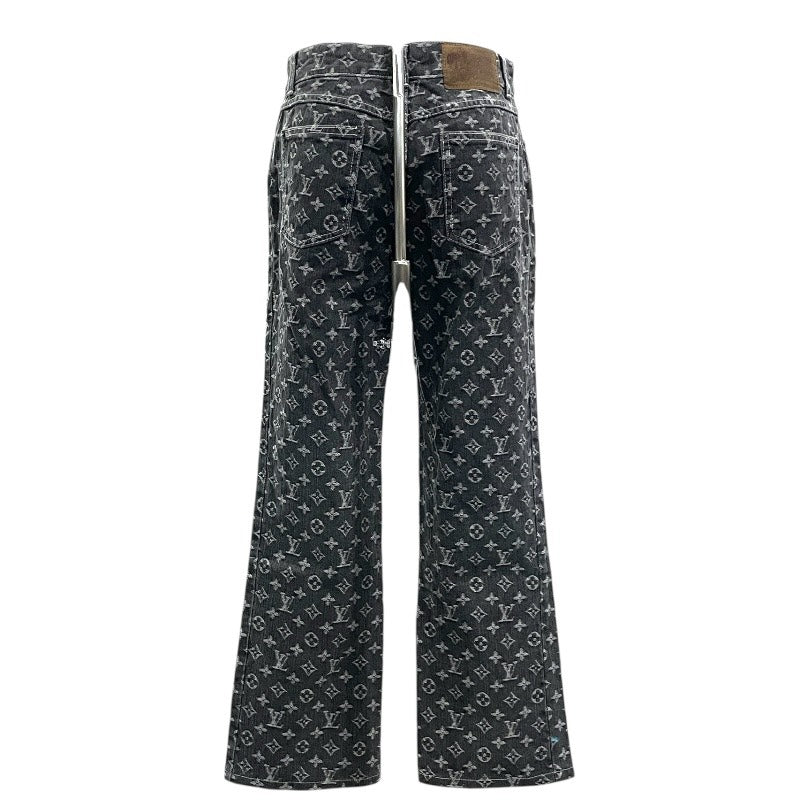 【LOUIS VUITTON】ルイ・ヴィトン モノグラムジャガード ジーンズ RW062B デニムパンツ レディース サイズ38 ブラック