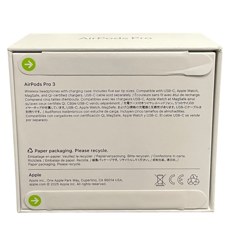 【新品】【Apple】アップル AirPods Pro3 MFHP4J/A オーディオ機器 ユニセックス 新品未使用品 エアポッズ3 インイヤーアクティブノイズキャンセリング