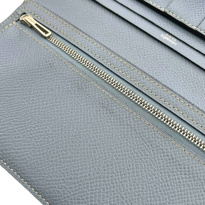 【中古】【HERMES】エルメス ベアンスフレ 二つ折り財布 レザー ブルージーン×SV金具 レディース