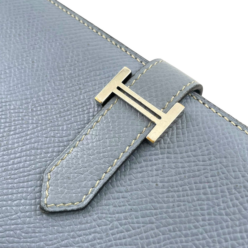 【中古】【HERMES】エルメス ベアンスフレ 二つ折り財布 レザー ブルージーン×SV金具 レディース