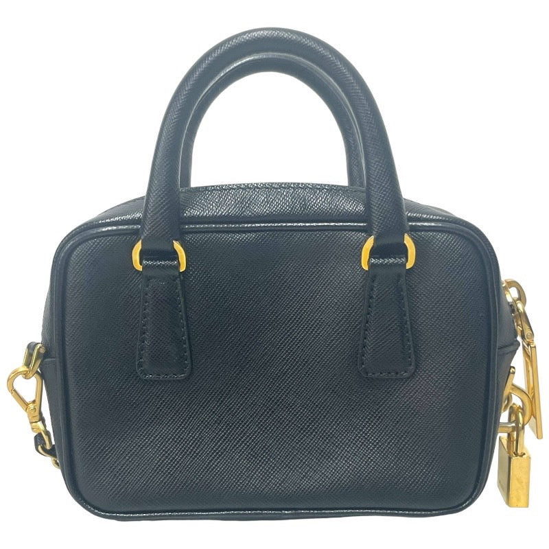 プラダ 塩辛 PRADA SAFFIANO LUX ガレリア ハンドバッグ サフィアーノレザー ブラック 2WAY BN1874【中古】