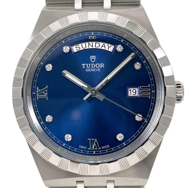 【TUDOR】チューダー チュードル ロイヤル 41mm デイデイト 28600G 腕時計 ステンレススチールメンズ 自動巻き 青文字盤 ブルー ダイヤモンド