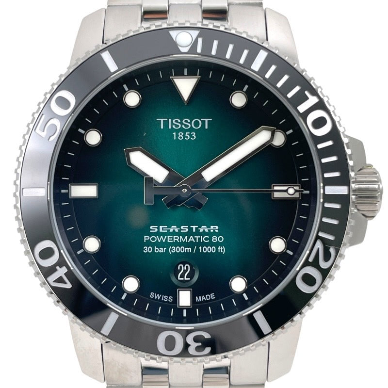 【TISSOT】ティソ シースター1000 パワーマティック T120.407.11.091.01 腕時計 ステンレススチールメンズ 自動巻き　グリーングラデーション