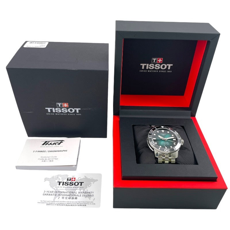 【TISSOT】ティソ シースター1000 パワーマティック T120.407.11.091.01 腕時計 ステンレススチールメンズ 自動巻き　グリーングラデーション