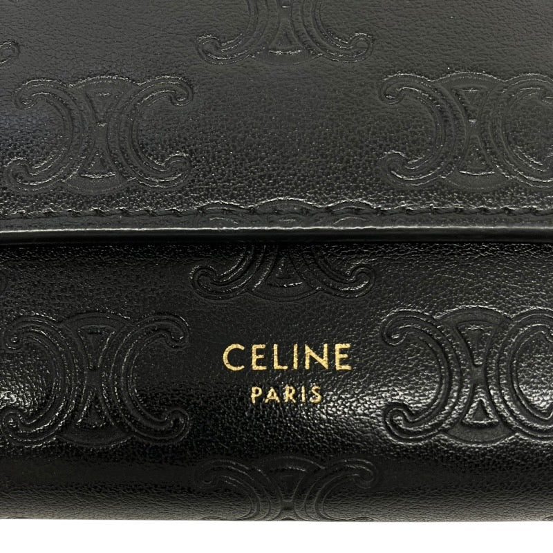 【CELINE】セリーヌ トリフォールドウォレット 10B573BUF.38NO 三つ折り財布レディース レザー　トリオンフ　マカダム　コンパクトウォレット