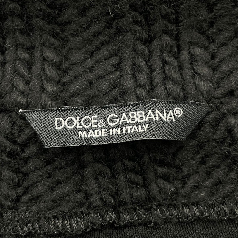 【DOLCE&GABBANA】ドルチェアンドガッバーナ ジップアップウールジャケット G9K94T ブルゾン ウールメンズ ドルガバ 黒 ブラック ニット セーター プレート