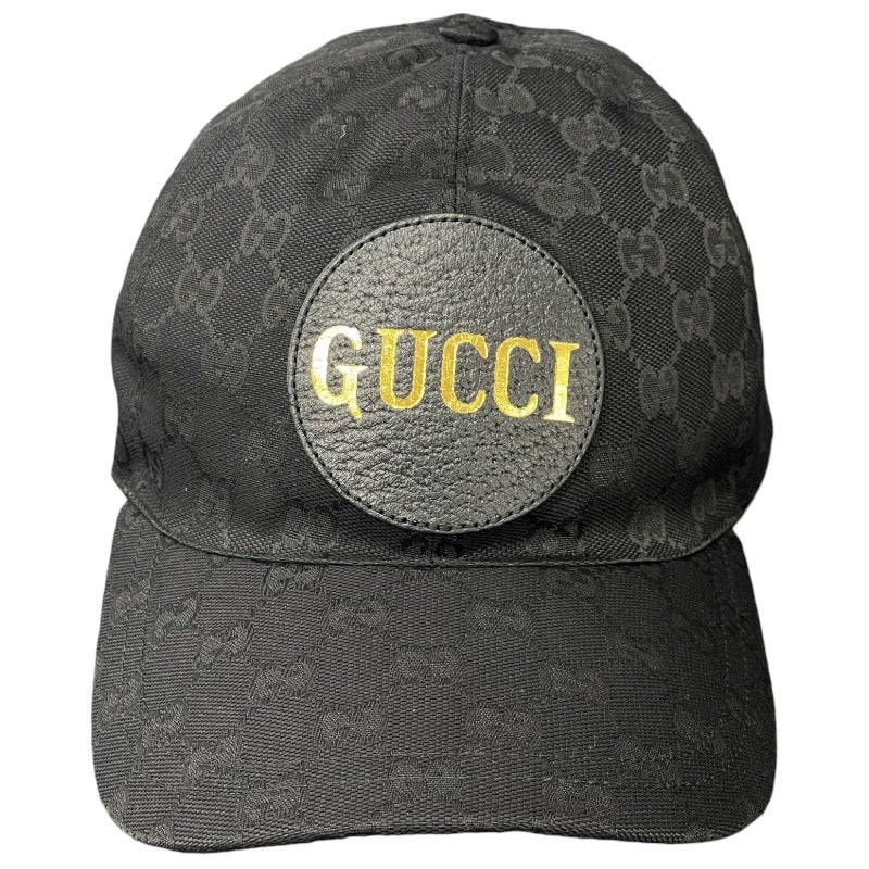 GUCCI】グッチ ベースボールキャップ 576253 キャップ キャンバスメンズ GGキャンバス レザーロゴパッチ 黒 ブラック 帽子