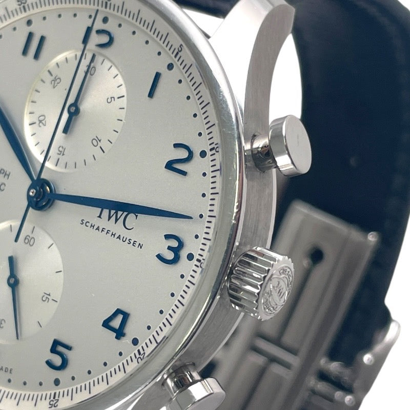 【IWC】インターナショナルウォッチカンパニー IWC ポルトギーゼ クロノグラフ IW371605 腕時計 SS/レザー メンズ スモールセコンド スモセコ 裏スケ シルバー文字盤