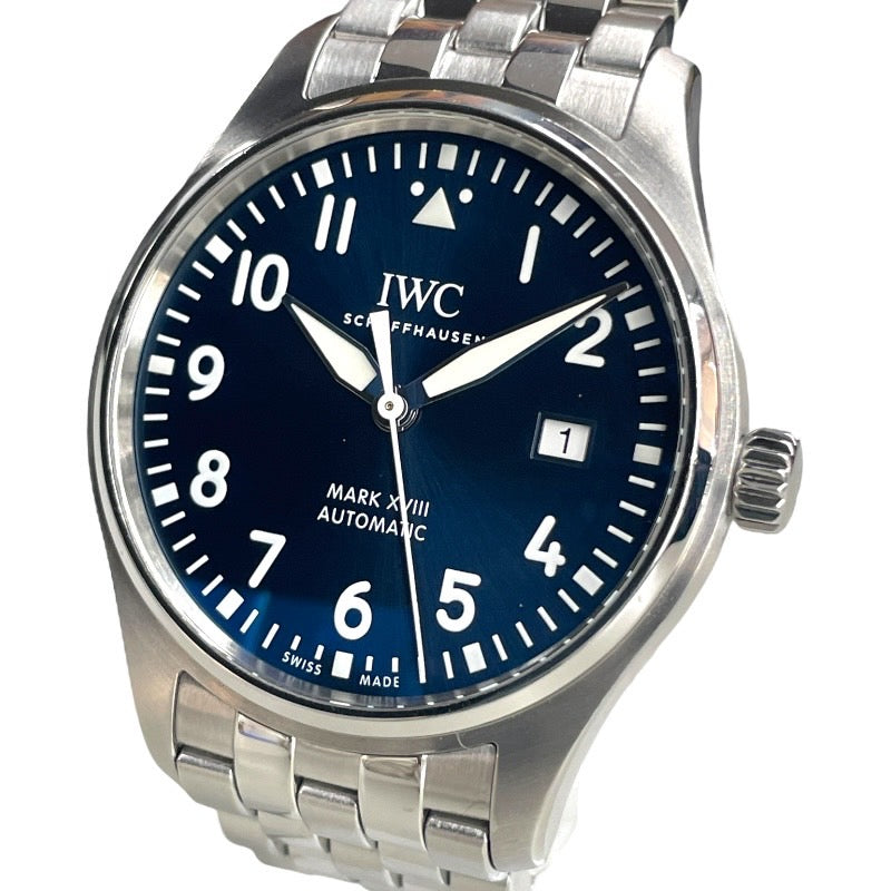 【IWC】インターナショナルウォッチカンパニー マーク18 プティプランス IW327016 腕時計 ステンレススチール メンズ デイト SS/SS パイロットウォッチ ブルー文字盤