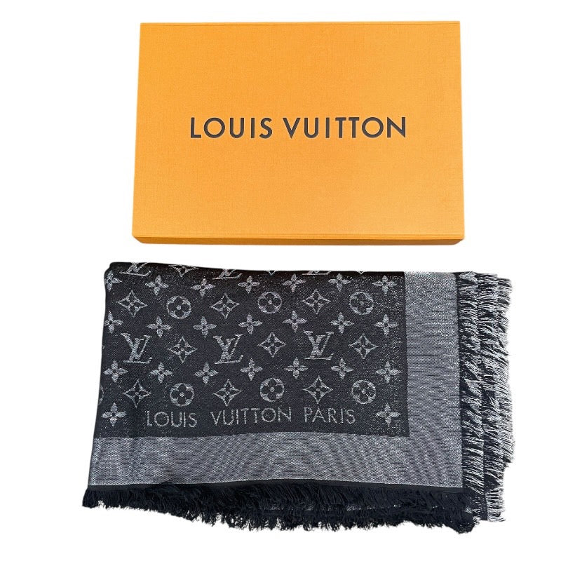 【LOUIS VUITTON】ルイ・ヴィトン ショール モノグラム シャイン M75123 ショールレディース マフラー 大判ショール 黒 ブラック