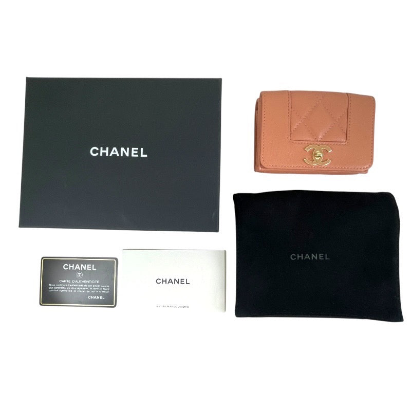 【CHANEL】シャネル マドモアゼル A70650 三つ折り財布 レザー レディース 3つ折り ピンク ココマーク スモール フラップウォレット