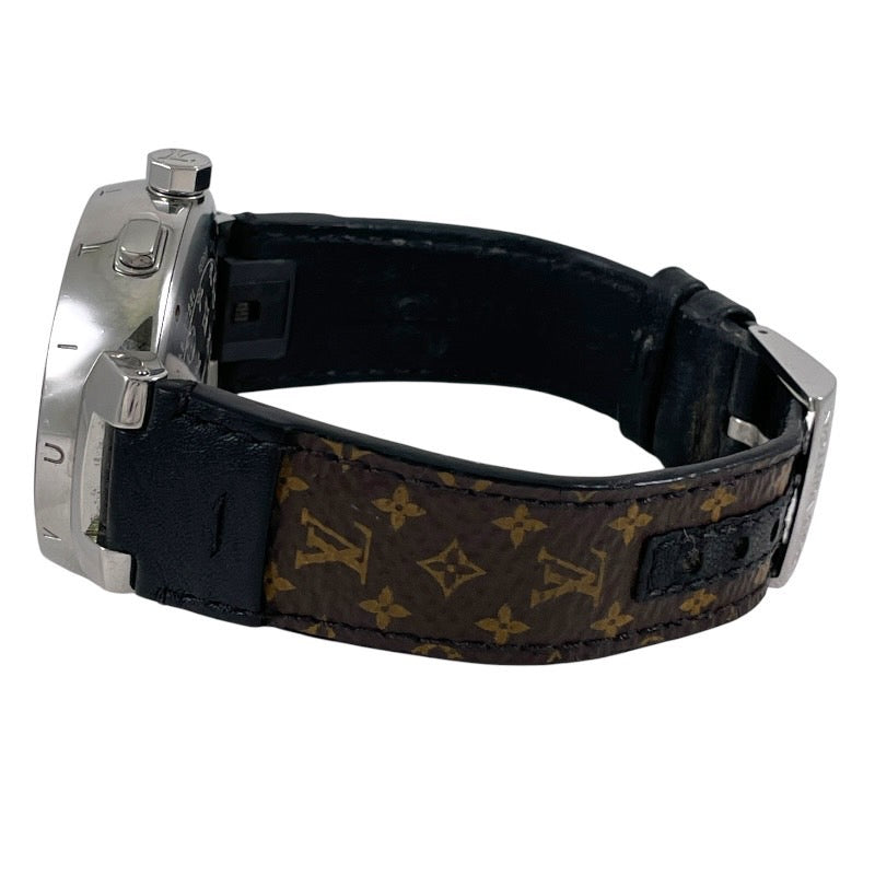 【LOUIS VUITTON】ルイ・ヴィトン タンブール クロノグラフ Q1121 腕時計 メンズ 自動巻き モノグラムベルト