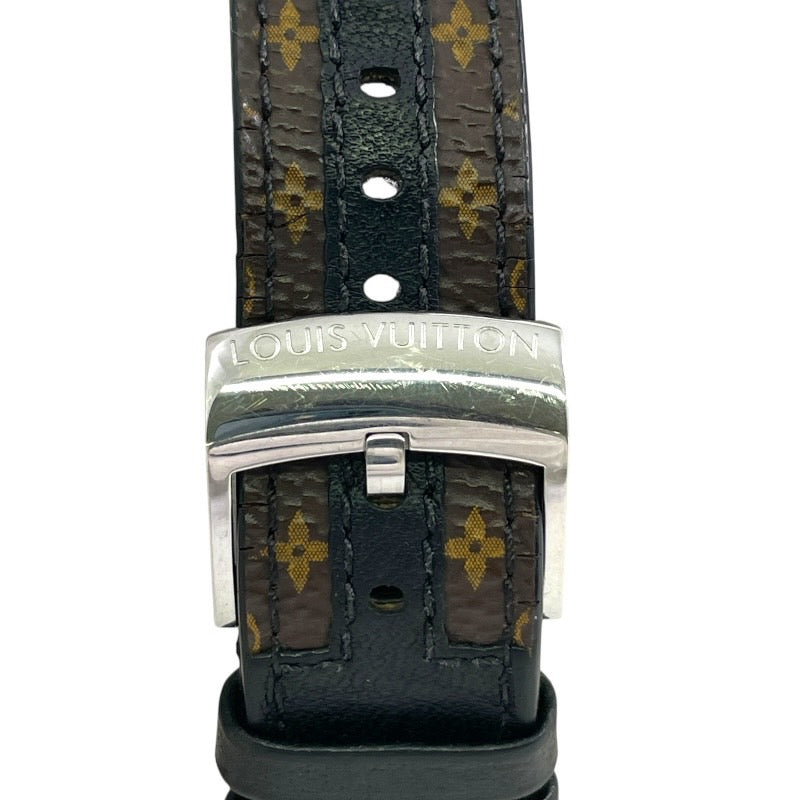 【LOUIS VUITTON】ルイ・ヴィトン タンブール クロノグラフ Q1121 腕時計 メンズ 自動巻き モノグラムベルト