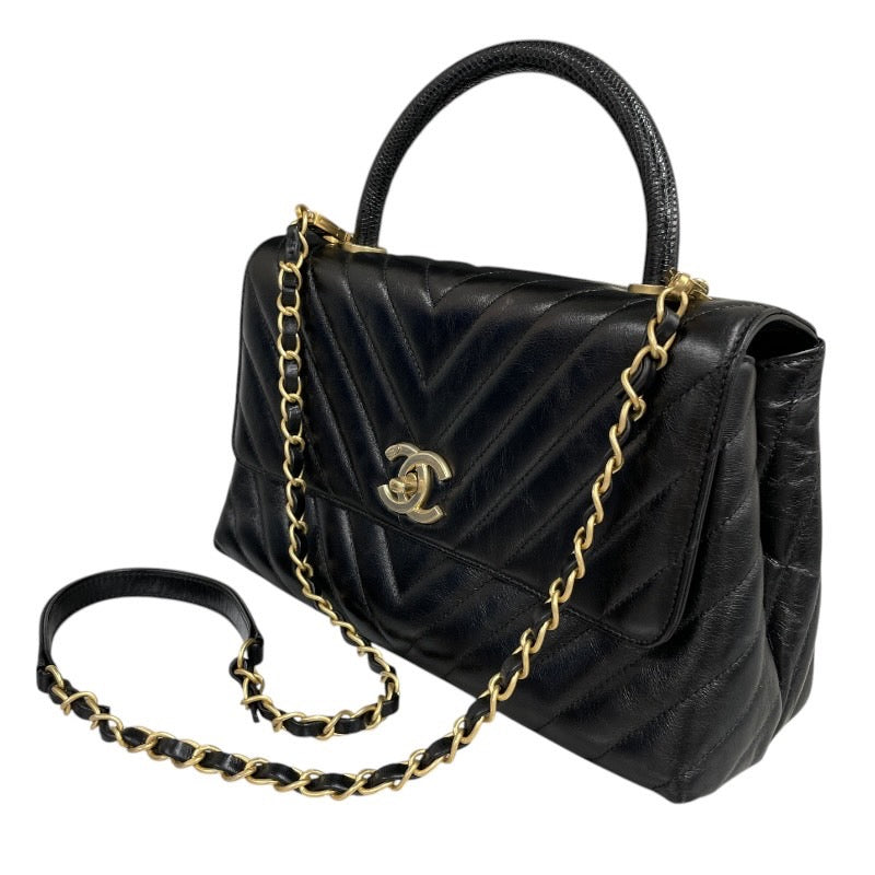 【CHANEL】シャネル ココハンドル29 A92991 ハンドバッグ レザーレディース Vステッチ 2WAY チェーンショルダー 黒 ゴールド金具