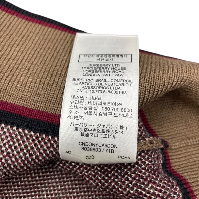 【BURBERRY】バーバリー クルーネックニット 8036603 セーター ウールメンズ ノバチェック 長袖 ブラウン スウェット トレーナー サイズM