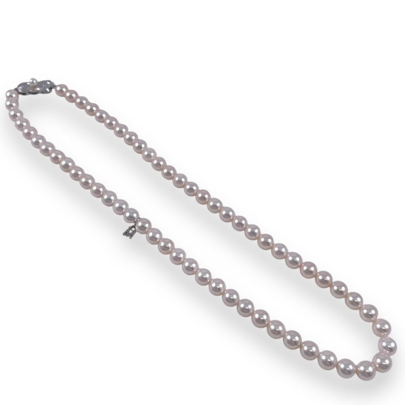 MIKIMOTO】ミキモト ネックレスレディース パール アコヤ 真珠 6.5-7mm Mチャーム付