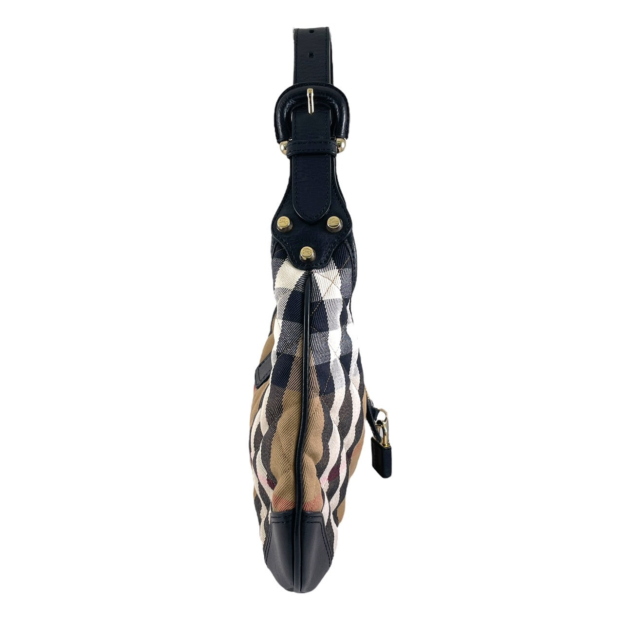 【BURBERRY】バーバリー ワンショルダー ショルダーバッグ レディース ノバチェック ロックチャーム キルティング ベージュ