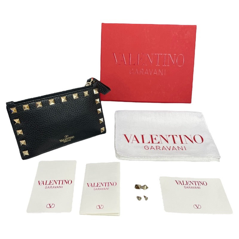 【VALENTINO GARAVANI】ヴァレンティノガラヴァーニ 2W2P0605VSH 二つ折り財布 レザーレディース ロックスタッズ 2つ折り 黒 ブラック