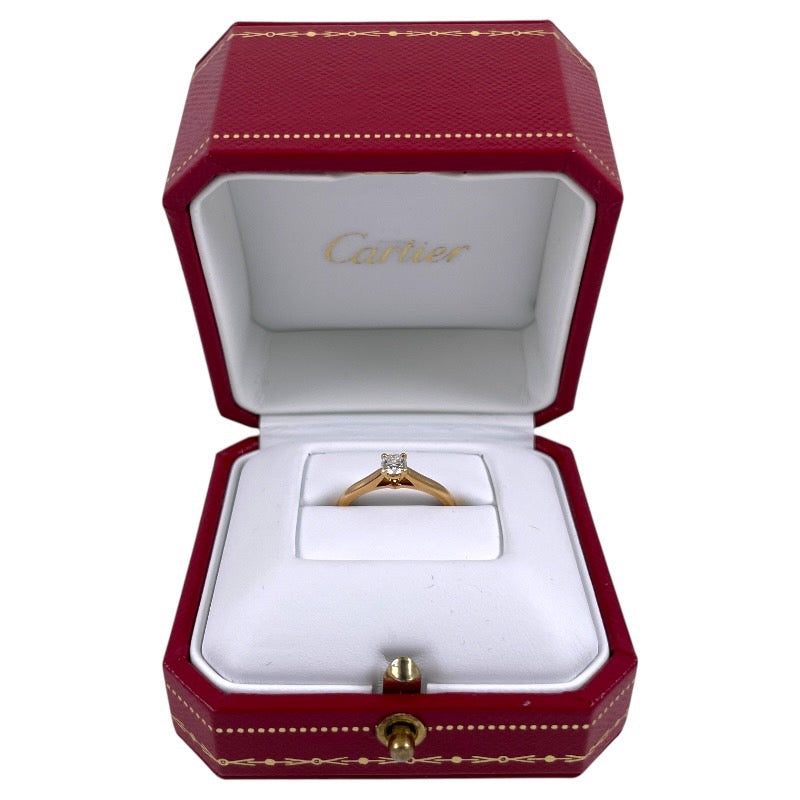 【CARTIER】カルティエ ソリテール ダイヤ リング・指輪 K18ピンクゴールドレディース 750 51号 11号 D0.22 F/VVS1/VeryGood GIA鑑付