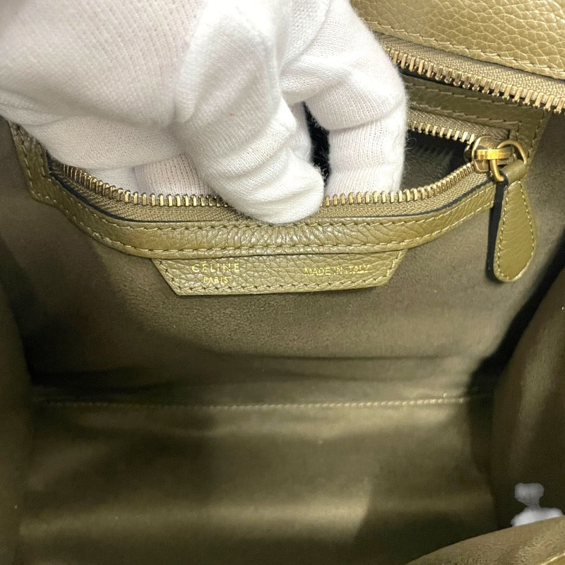 【CELINE】セリーヌ ラゲージ マイクロショッパー 167793 トートバッグ レザーレディース ハンドバッグ カーキ