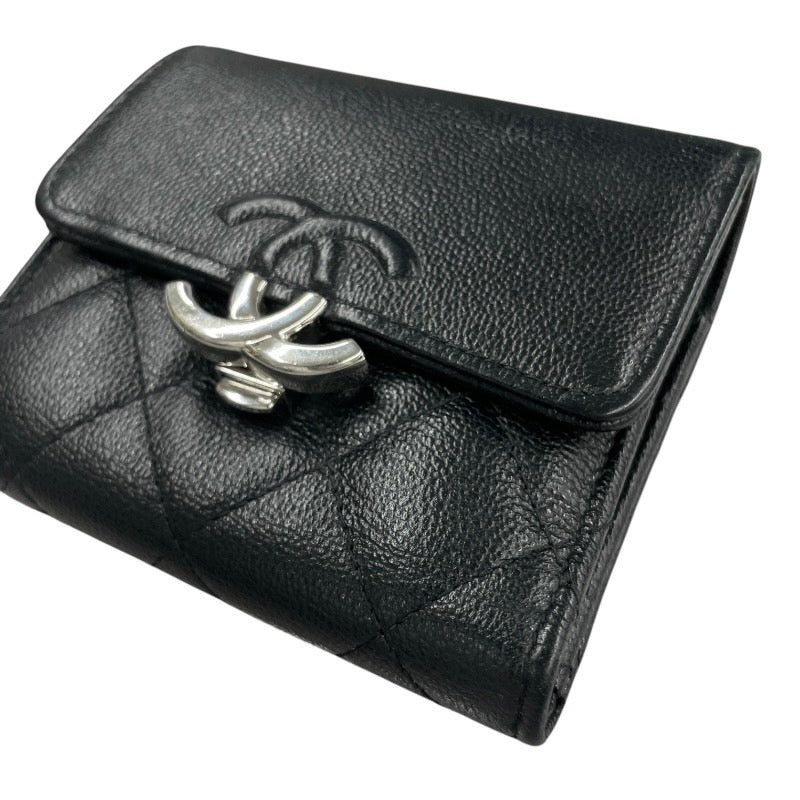 【CHANEL】シャネル CC BOX AP1173 三つ折り財布 レザー レディース スモール フラップウォレット ココマーク 黒 マトラッセ