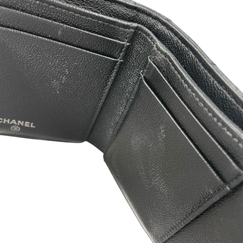 【CHANEL】シャネル CC BOX AP1173 三つ折り財布 レザーレディース スモール フラップウォレット ココマーク 黒 マトラッセ