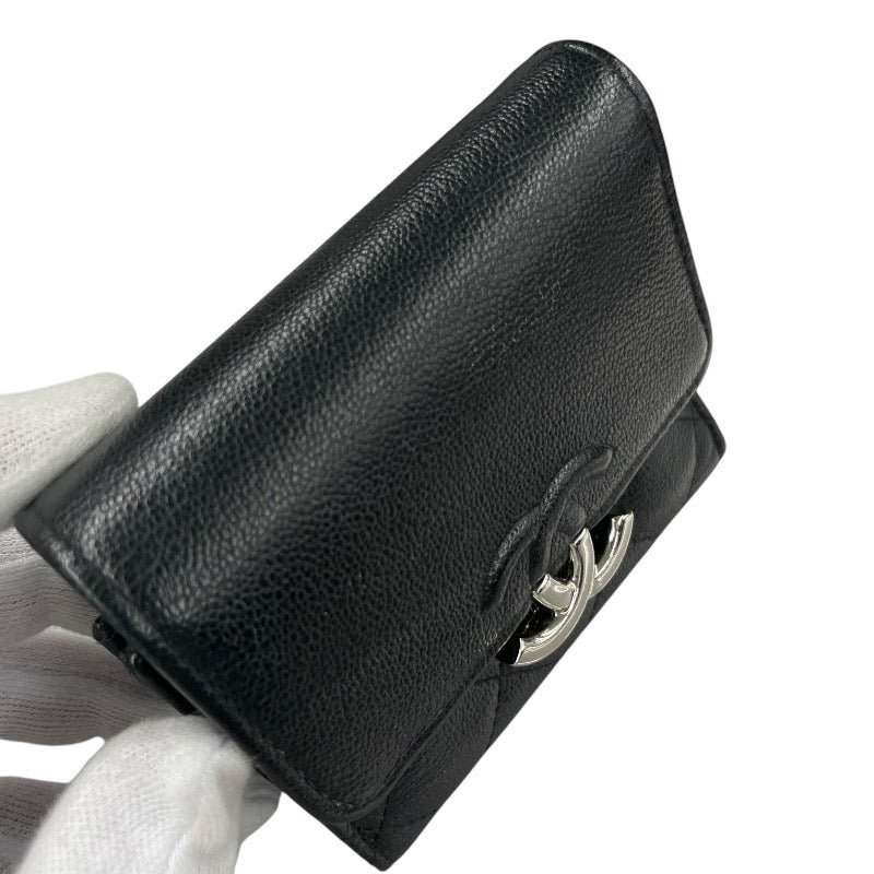 【CHANEL】シャネル CC BOX AP1173 三つ折り財布 レザー レディース スモール フラップウォレット ココマーク 黒 マトラッセ