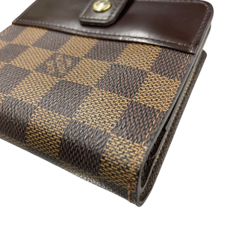 【LOUIS VUITTON】ルイ・ヴィトン コンパクト ジップ N61668 二つ折り財布レディース ダミエエベヌ ホック ラウンドファスナー  2つ折り