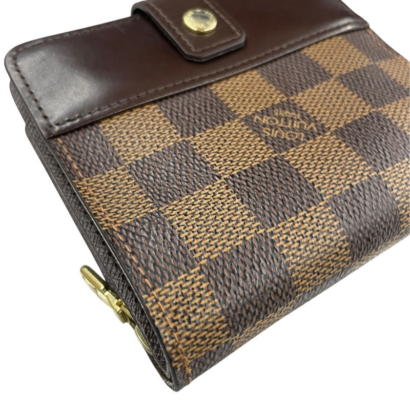 【LOUIS VUITTON】ルイ・ヴィトン コンパクト ジップ N61668 二つ折り財布レディース ダミエエベヌ ホック ラウンドファスナー 2つ折り