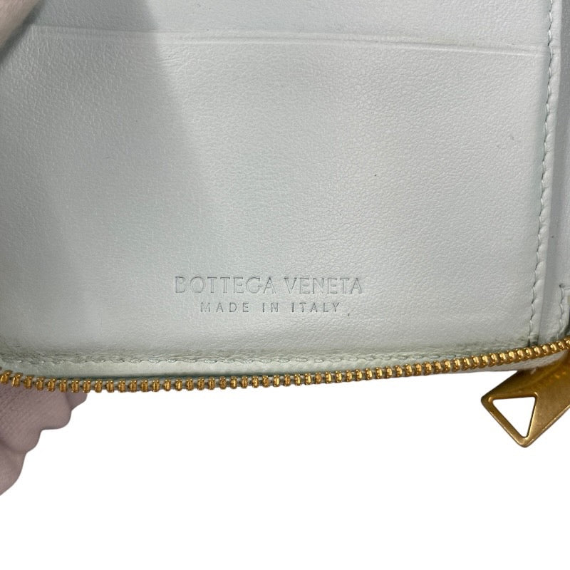 【BOTTEGAVENETA】ボッテガヴェネタ マキシ イントレチャート 二つ折り財布 レザーレディース 水色 ブルー ラウンドファスナー コンパクトウォレット