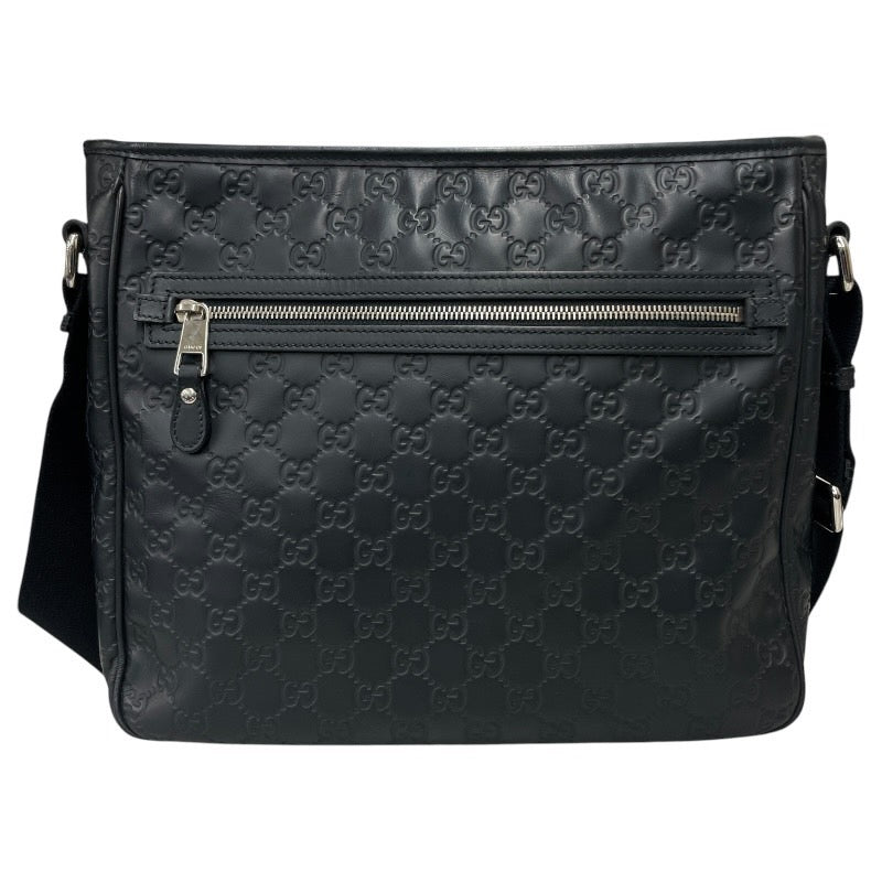 【GUCCI】グッチ グッチシマ 322080 ショルダーバッグ メンズ メッセンジャー GG レザー 黒 ブラック シェリーライン