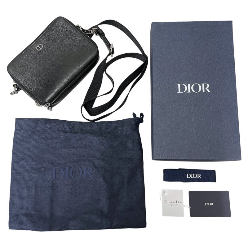 【Christian Dior】クリスチャンディオール CDアイコン 2ESBC119CDI ショルダーバッグ メンズ ポーチ ポシェット ブラック 黒 レザー ウォレット