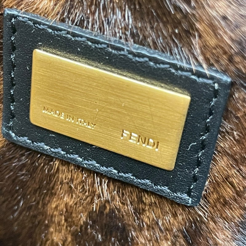 【FENDI】フェンディ ミニピーカブー Peekaboo 8BN227 ハンドバッグレディース 2WAY ショルダーバッグ ハラコ レオパード レザー ブラック 黒