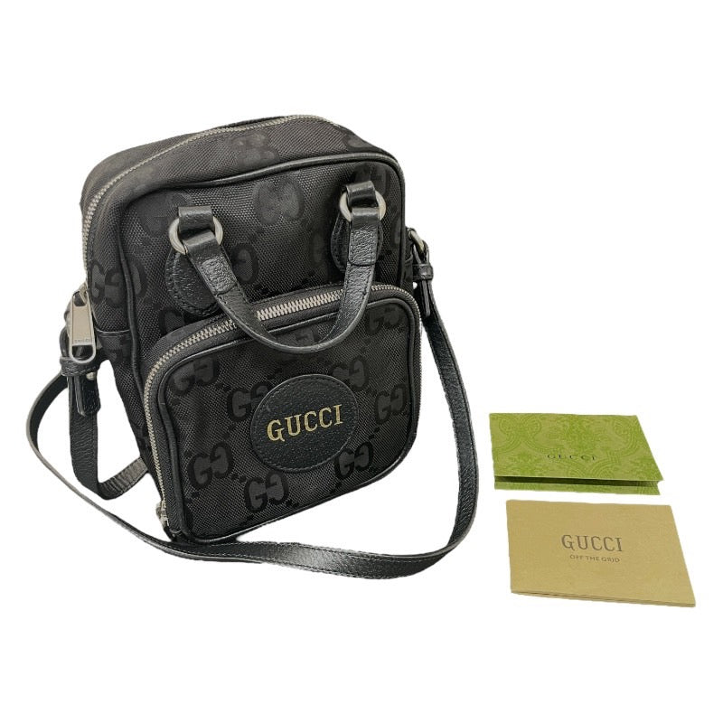 【GUCCI】グッチ オフザグリッド 625850 ショルダーバッグユニセックス ポシェット 2way ナイロン ブラック 黒 GG