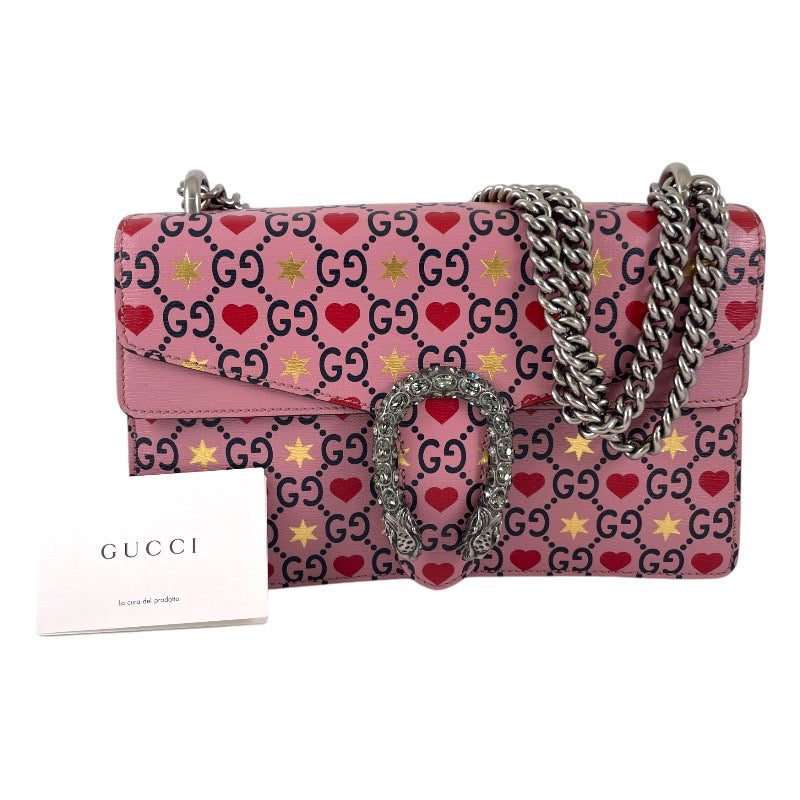 GUCCI】グッチ ディオニュソス 400249 ショルダーバッグレディース チェーンショルダー バレンタイン GG ハート ピンク レザ