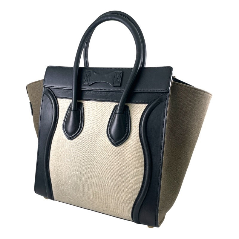 【CELINE】セリーヌ ラゲージ トートバッグ レディース マイクロショッパー キャンバス/レザー ハンドバッグ ブラック カーキ ベージュ