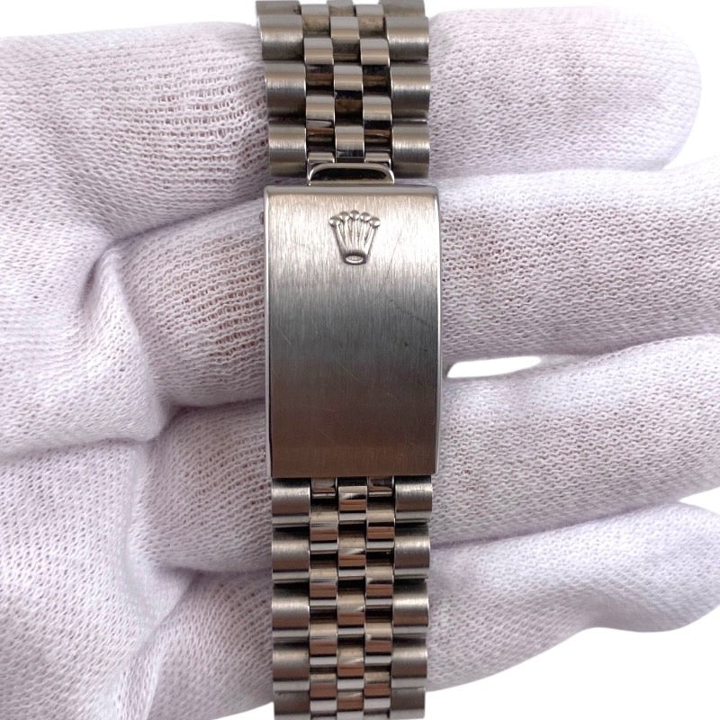 【中古】【ROLEX】ロレックス デイトジャスト 16220 腕時計 ステンレススチールメンズ エングレーブドベゼル  白文字盤  ローマン
