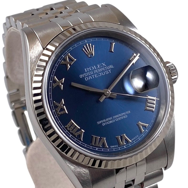 【ROLEX】ロレックス デイトジャスト36 16234 腕時計 SS/WG メンズ ホワイトゴールド 青文字盤 ブルー ローマン