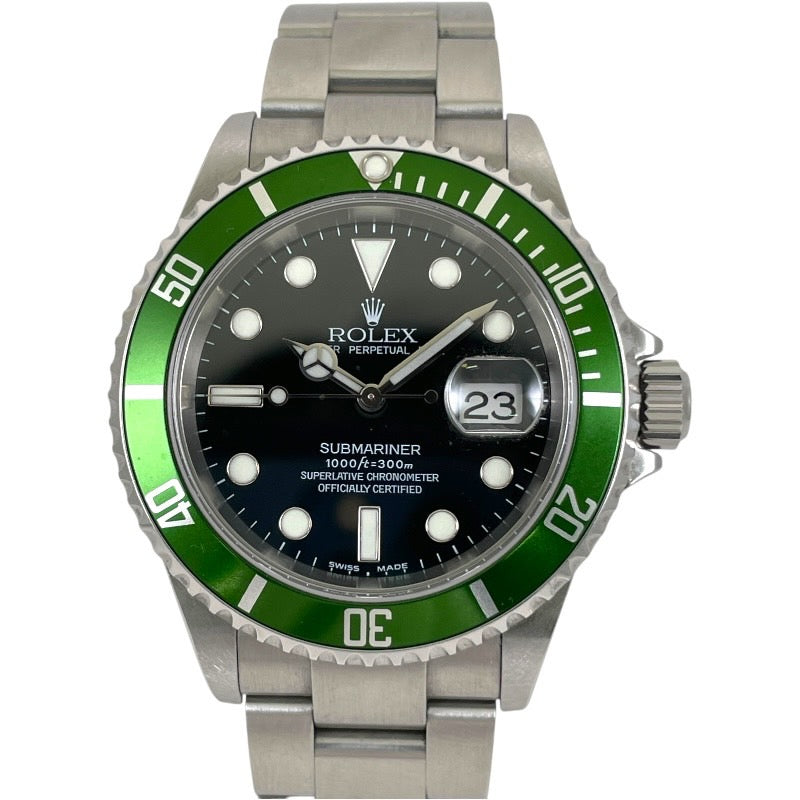 【ROLEX】ロレックス サブマリーナ デイト 16610LV 腕時計 ステンレススチール メンズ F番 ビッグスイス BIGSWISS グリーン 緑