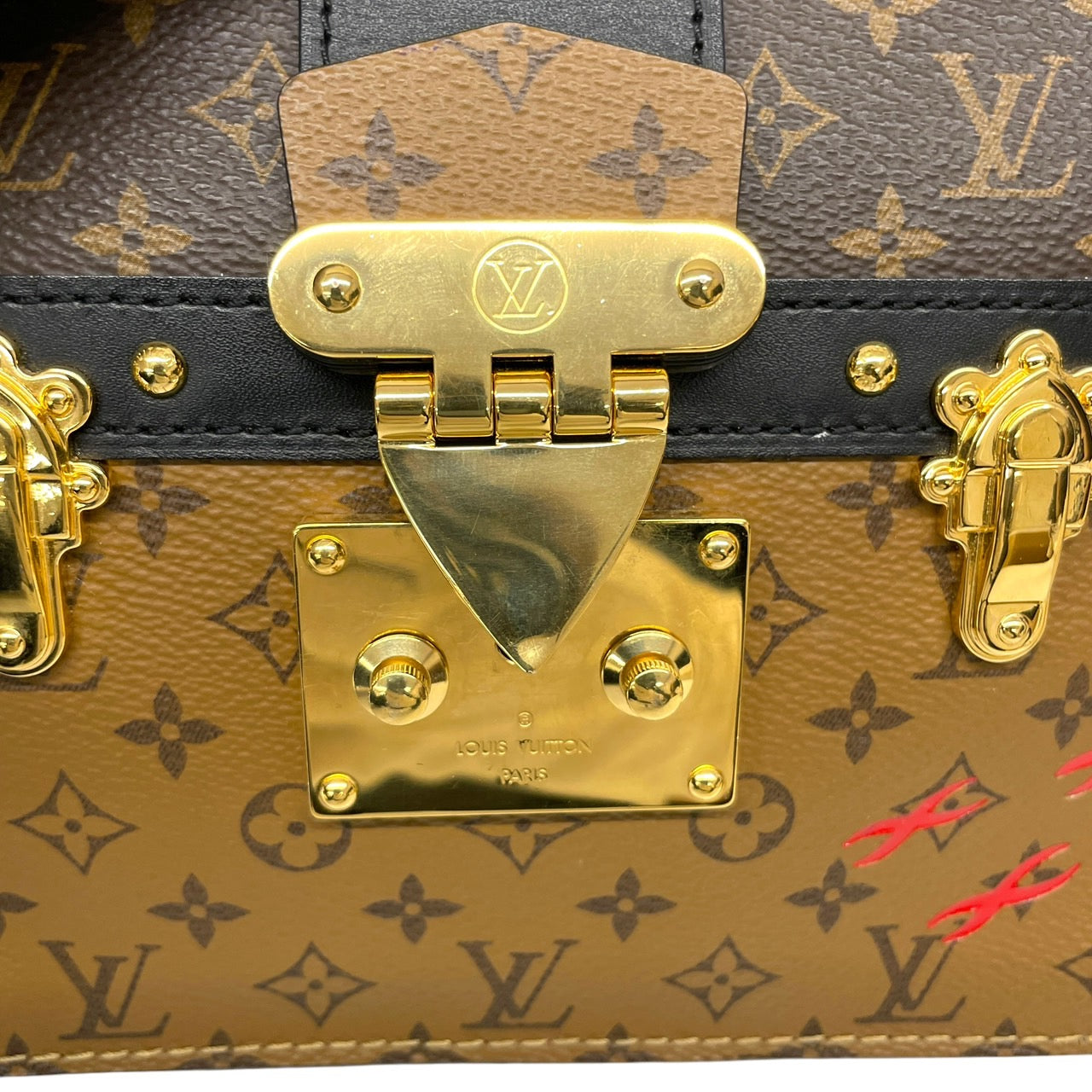 【LOUIS VUITTON】ルイ・ヴィトン モノグラムリバース M43596 ショルダーバッグレディース トランククラッチ チェーンショルダー ベージュ ブラウン