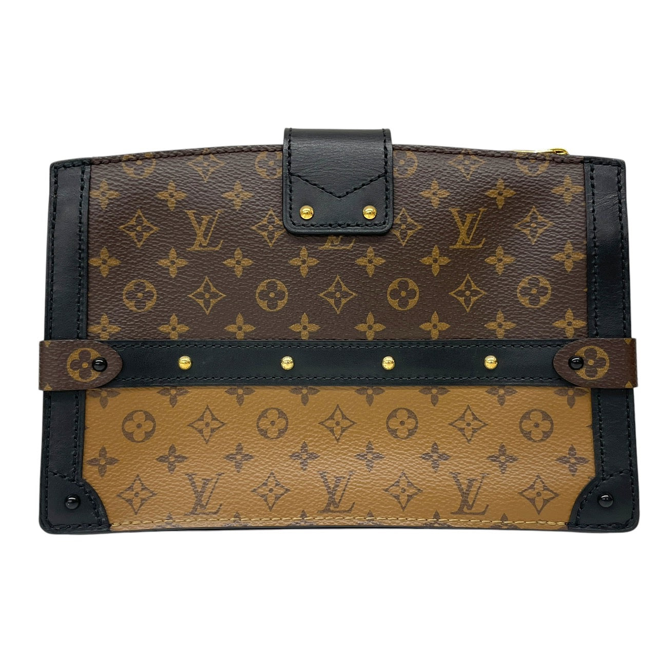 【LOUIS VUITTON】ルイ・ヴィトン モノグラムリバース M43596 ショルダーバッグレディース トランククラッチ チェーンショルダー ベージュ ブラウン