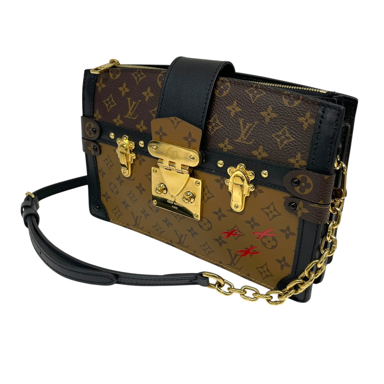 【LOUIS VUITTON】ルイ・ヴィトン モノグラムリバース M43596 ショルダーバッグレディース トランククラッチ チェーンショルダー ベージュ ブラウン