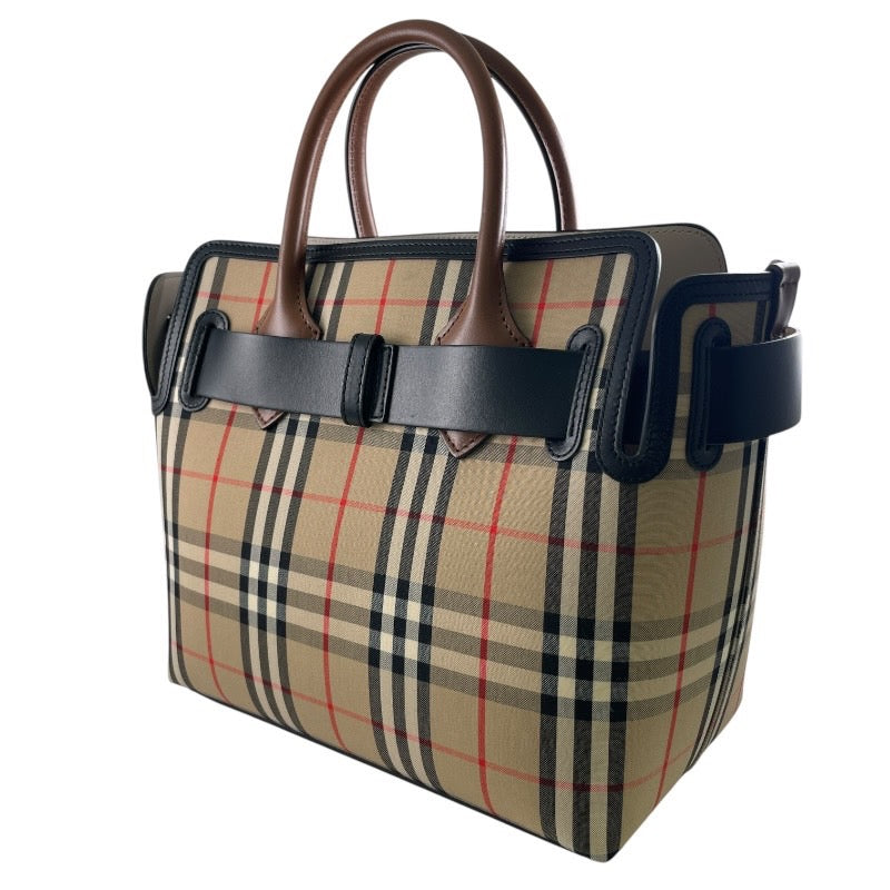 【BURBERRY】バーバリー トリプルスタッズ 8018790 ハンドバッグ キャンバス レディース ベルト レザー ヴィンテージチェック