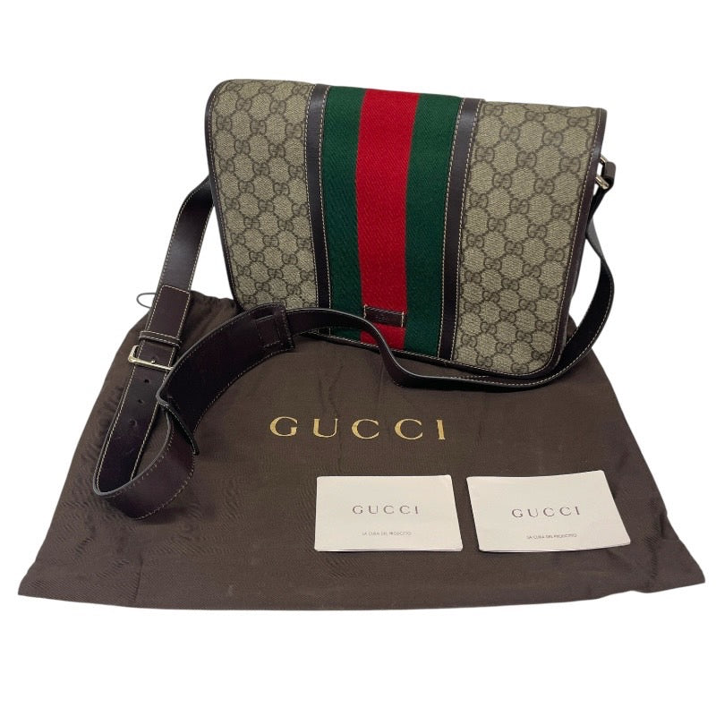 【GUCCI】グッチ GGスプリーム 211130 ショルダーバッグメンズ シェリーライン メッセンジャー ベージュ レディース